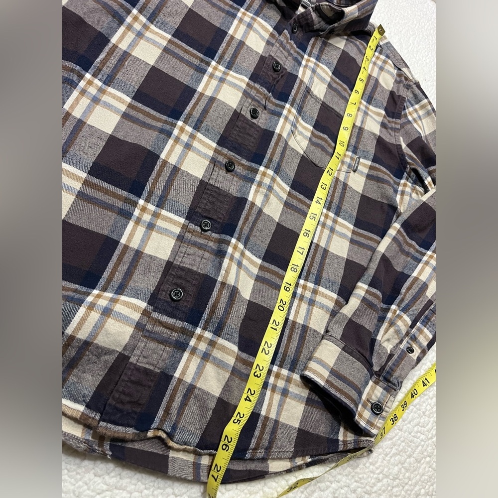Eddie Bauer Plaid Flannel Shirt Purple Cream Mens Large - Picture 4 of 6